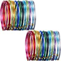 24 rollos de alambre de aluminio multicolor- metal flexible para creación de arte y adornos de joyería- calibre 15 y…